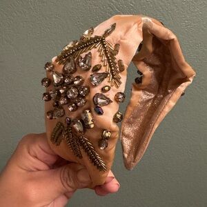 Embellished Peach Crystal Padded Headband
